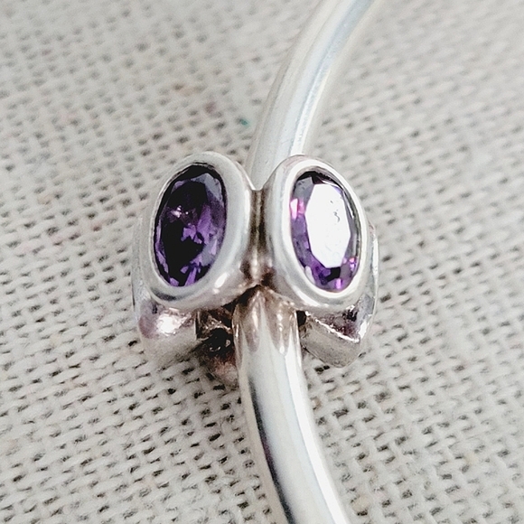 PANDORA purple amethyst mother of pearl beads charm sterling silver bracelet - Picture 11 of 15